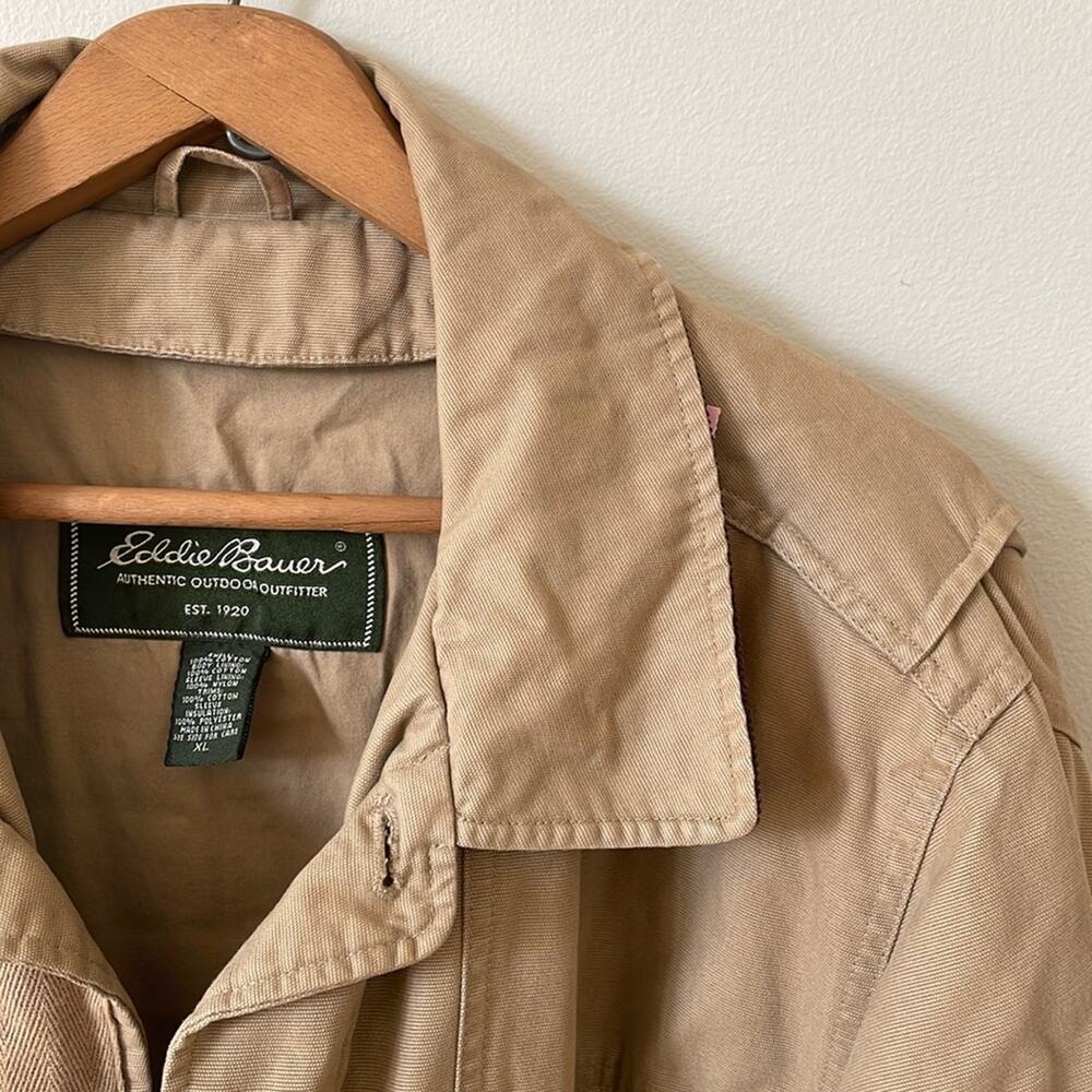 EDDIE BAUER Chore Jacket Long Tan Jacket Size XL - Picture 2 of 6